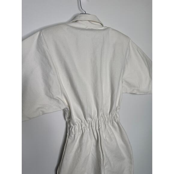 Vintage Venezia Sportswear White Denim Jumpsuit 80s Power Suit Cinched Waist XXS - Picture 15 of 16